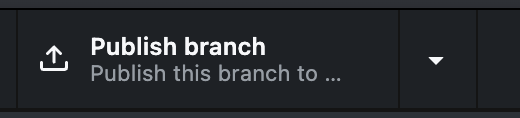 A close crop of one button at the top of the GitHub Desktop window: an upload arrow icon beside the words Publish branch, with smaller grey text underneath beginning &ldquo;Publish this branch to&rdquo;.